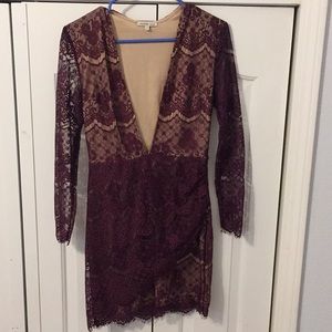 Bodycon Maroon long sleeve dress